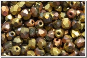 B�hm. Glasschliffperle, feuerpol., 4mm, crystal, trans., california pink, matte, 50 Stk.