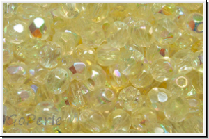 B�hm. Glasschliffperle, feuerpol., 4mm, crystal, trans., green AB, 50 Stk.