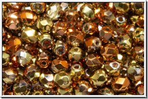 B�hm. Glasschliffperle, feuerpol., 4mm, crystal, trans., california gold rush, 50 Stk.