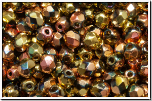 B�hm. Glasschliffperle, feuerpol., 4mm, crystal, trans., california pink, 50 Stk.