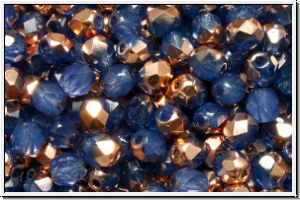 B�hm. Glasschliffperle, feuerpol., 4mm, sapphire, opal, half capri gold, 50 Stk.