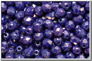B�hm. Glasschliffperle, feuerpol., 4mm, blue, op., nebula, 50 Stk.