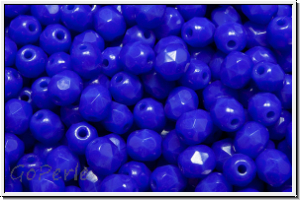 B�hm. Glasschliffperle, feuerpol., 4mm, blue, dk., op., 50 Stk.