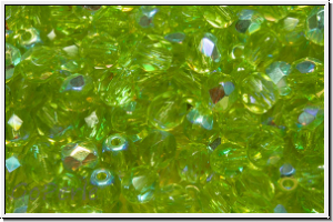 B�hm. Glasschliffperle, feuerpol., 4mm, lime, lt., trans., rainbow, 50 Stk.