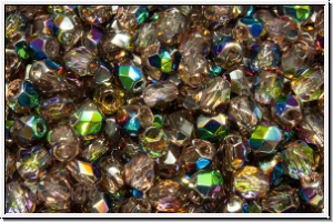 B�hm. Glasschliffperle, feuerpol., 4mm, rosaline, dk., trans., half vitrail, 50 Stk.