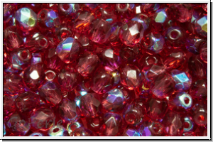 B�hm. Glasschliffperle, feuerpol., 4mm, fuchsia, trans., AB, 50 Stk.