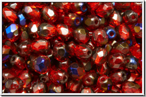 B�hm. Glasschliffperle, feuerpol., 4mm, siam, trans., half azuro, 50 Stk.