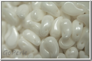 ZoliDuo�-Beads, 5x8mm, left, white, alabaster, white iris. sfinx, 25 Stk.