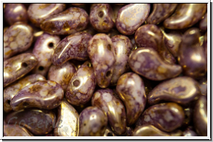 ZoliDuo�-Beads, 5x8mm, left, white, alabaster, lila gold luster, 25 Stk.