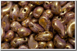 ZoliDuo�-Beads, 5x8mm, right, white, alabaster, lila gold luster, 25 Stk.