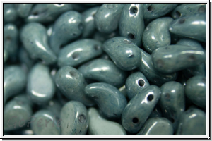 ZoliDuo�-Beads, 5x8mm, right, white, alabaster, blue/grey marbled, 25 Stk.