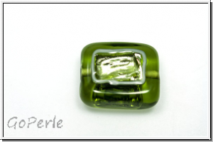 b�hm. Lampenperle, Silbereinzug, Rechteck mit Fenster, olivine, 1 Stk.