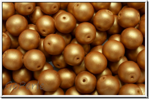 b�hm. Glasperle, rund, top drilled, 8mm, gold, met., matte, 25 Stk.