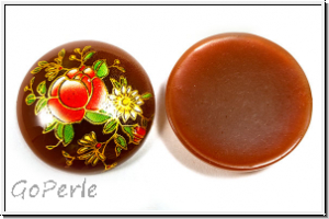 Cabochon "Rose", 25mm, brown, printed, Resin, 1 Stk.