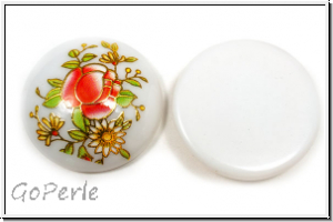 Cabochon "Rose", 25mm, white, printed, Resin, 1 Stk.