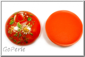 Cabochon "Rose", 25mm, orange, printed, Resin, 1 Stk.