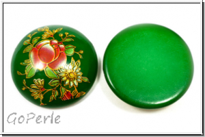 Cabochon "Rose", 25mm, green, printed, Resin, 1 Stk.