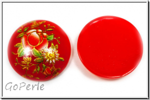 Cabochon "Rose", 25mm, red, printed, Resin, 1 Stk.