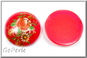 Cabochon "Rose", 25mm, pink, printed, Resin, 1 Stk.
