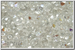 B�hm. Glasschliffperle, feuerpol., 4mm, crystal, transparent, AB, 50 Stk.