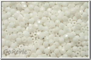 B�hm. Glasschliffperle, feuerpol., 2mm, white, op., 50 Stk.