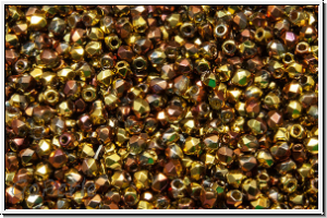 B�hm. Glasschliffperle, feuerpol., 2mm, crystal, trans., california gold rush, 50 Stk.