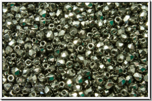 B�hm. Glasschliffperle, feuerpol., 2mm, crystal, trans., full chrome, 50 Stk.
