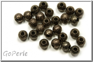 Spacer "Kugel, Stardust", 4mm, gunmetalfb., diamantiert, Messing, 10 Stk.