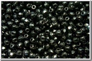 B�hm. Glasschliffperle, feuerpol., 2,5mm, black, op., 50 Stk.