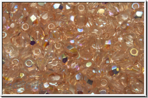 B�hm. Glasschliffperle, feuerpol., 4mm, vintage rose, trans., AB, 50 Stk.