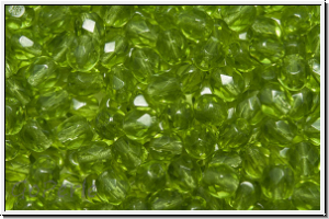 B�hm. Glasschliffperle, feuerpol., 4mm, olivine, dk., med., trans., 50 Stk.