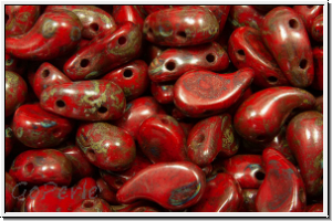 ZoliDuo�-Beads, 5x8mm, left, red, op., picasso, 25 Stk.