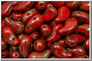 ZoliDuo�-Beads, 5x8mm, right, red, op., picasso, 25 Stk.