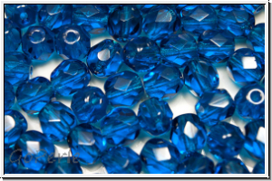 B�hm. Glasschliffperle, feuerpol., 6mm, blue zircon, trans., 25 Stk.