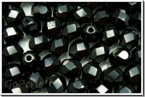 B�hm. Glasschliffperle, feuerpol., 6mm, black, op., 25 Stk.