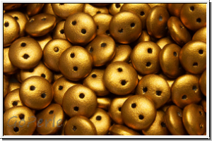 Linsen, 6x2,5mm, 2-Loch, brass gold, met., satin, 50 Stk.