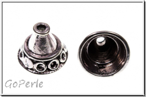 Perlenkappe (-cone) "Kreise", 12x14mm, antiksilberfb., Tibetsilber, 1 Stk.