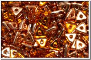 Tri-Beads, 4mm, topaz, trans., half capri gold, 100 Stk.