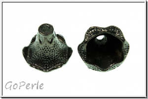 Perlenkappe (-cone) "Datura", 19x22mm, schwarz oxidiert, Tibetsilber, 1 Stk.