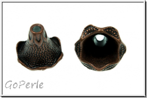 Perlenkappe (-cone) "Datura", 19x22mm, antikkupferfb., Tibetsilber, 1 Stk.