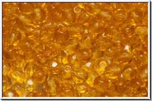 B�hm. Glasschliffperle, feuerpol., 4mm, topaz, med., trans., 50 Stk.