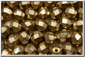 B�hm. Glasschliffperle, feuerpol., 6mm, black, op., heavy metal lt. bronze, 25 Stk.