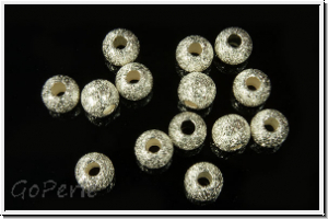 Silberperle "Kugel, diamantiert", 4mm, silberfb., 925er Silber, 1 Stk.