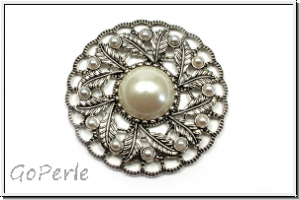 Filigree "Feder-Cabochon",58x12mm, antiksilberfb., Metall, 1 Stk.