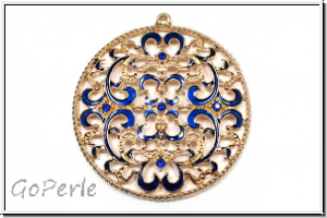 Filigree "emalliert, blau",54x3mm, goldfb., Metall, 1 Stk.