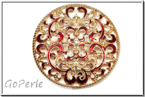 Filigree "emalliert, rot",54x3mm, goldfb., Metall, 1 Stk.