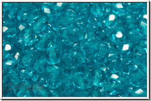 B�hm. Glasschliffperle, PRECIOSA, feuerpol., 4mm, blue zirkon, trans., 50 Stk.