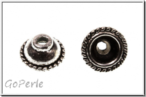 Perlenkappe (-cone) "K�seglocke", 5x10mm, antiksilberfb., Tibetsilber, 2 Stk.