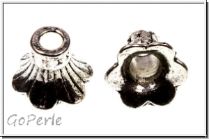 Perlenkappe (-cone) "Flower", 9x10mm, antiksilberfb., Tibetsilber, 2 Stk.
