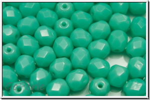 B�hm. Glasschliffperle, feuerpol., 6mm, green turquoise, op., 25 Stk.